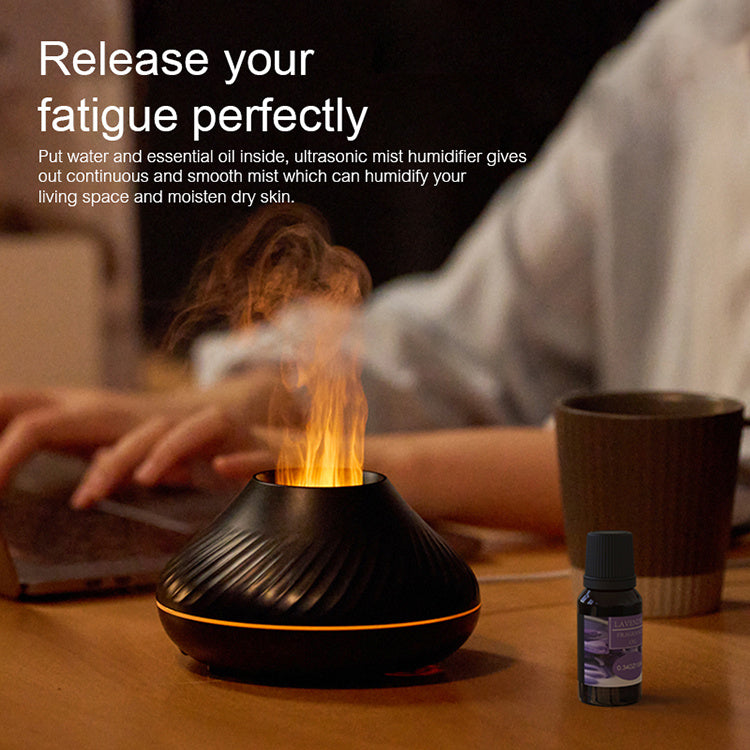 Drop Shipping RGB 130ML Flame Humidifier Diffuser Aroma Essential Oil Fire Flame Aroma Diffuser