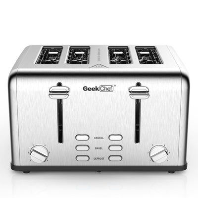 Prohibit Shelves In The Amazon. Toaster 4 Slice, Geek Chef Stainless Steel Extra-Wide Slot Toaster With Dual Control Panels Of Bagel,Defrost,Cancel Function,Ban Amazon